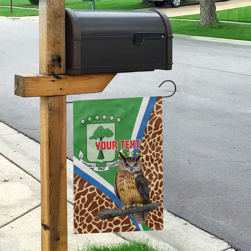 Personalised Equatorial Guinea Garden Flag Bubo Poensis With Coat Of Arms