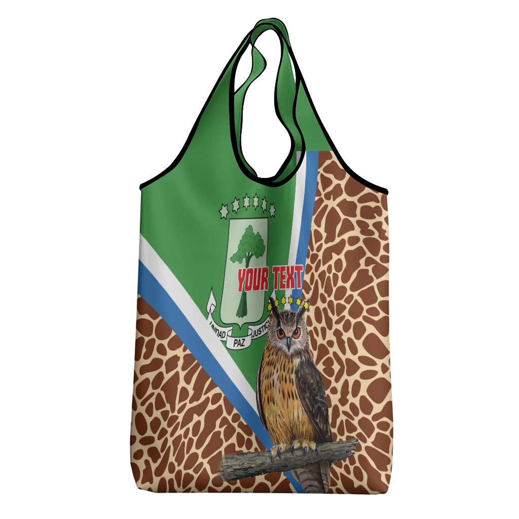 Personalised Equatorial Guinea Grocery Bag Bubo Poensis With Coat Of Arms