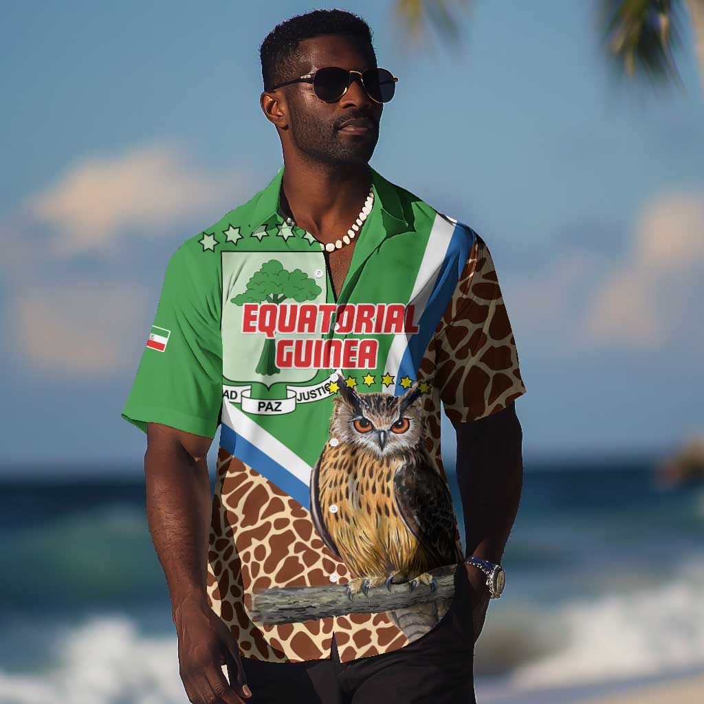 Personalised Equatorial Guinea Hawaiian Shirt Bubo Poensis With Coat Of Arms