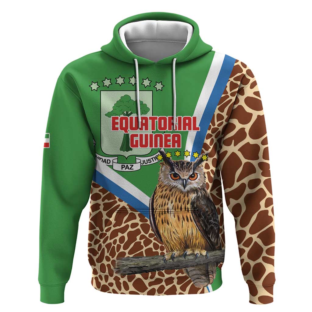 Personalised Equatorial Guinea Hoodie Bubo Poensis With Coat Of Arms