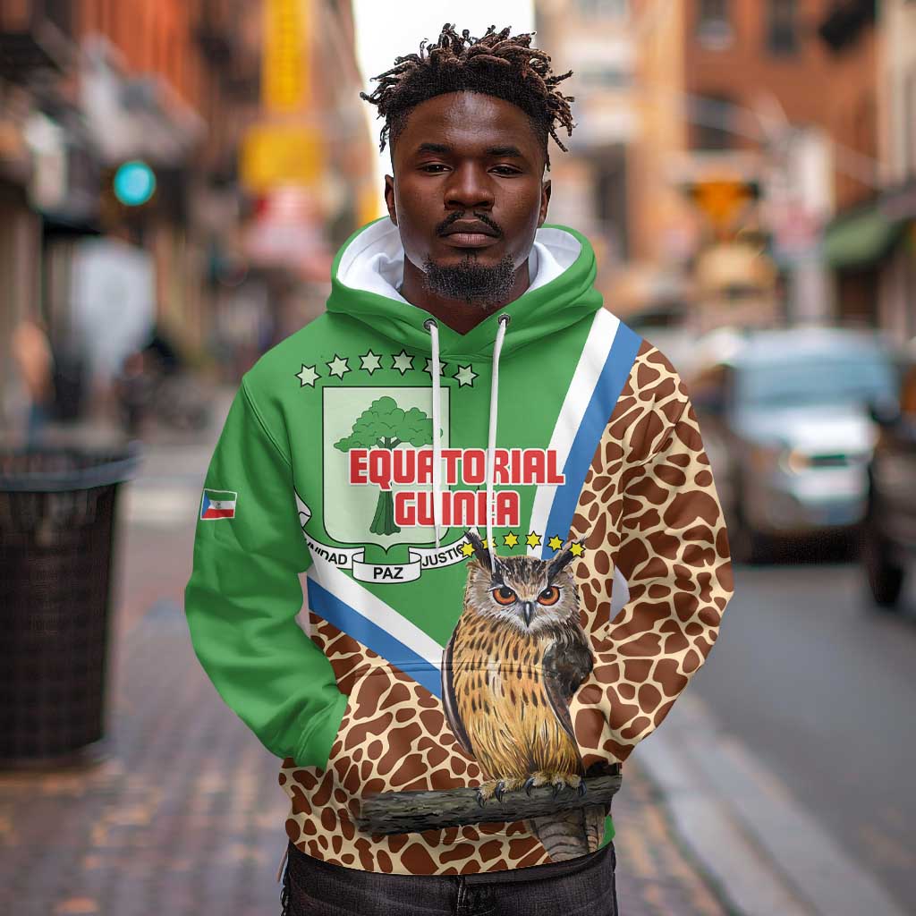 Personalised Equatorial Guinea Hoodie Bubo Poensis With Coat Of Arms