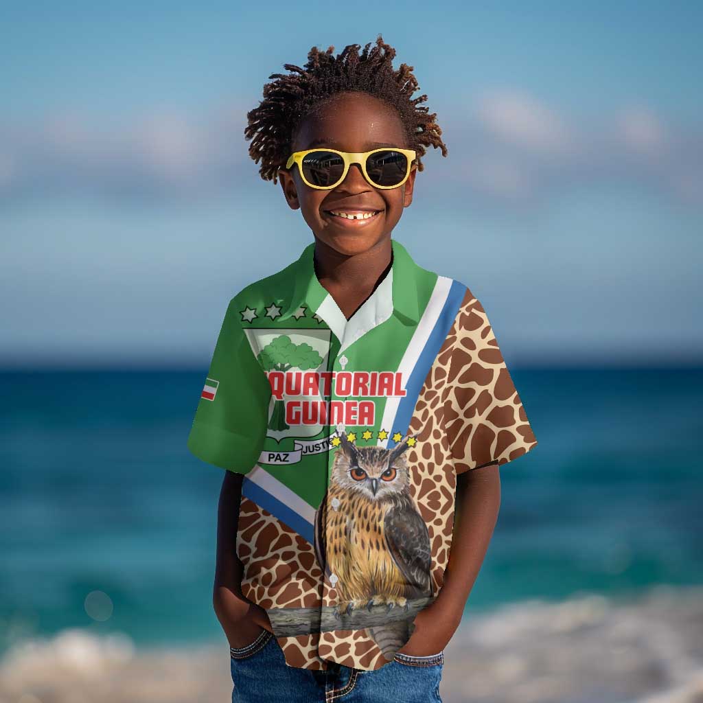 Personalised Equatorial Guinea Kid Hawaiian Shirt Bubo Poensis With Coat Of Arms