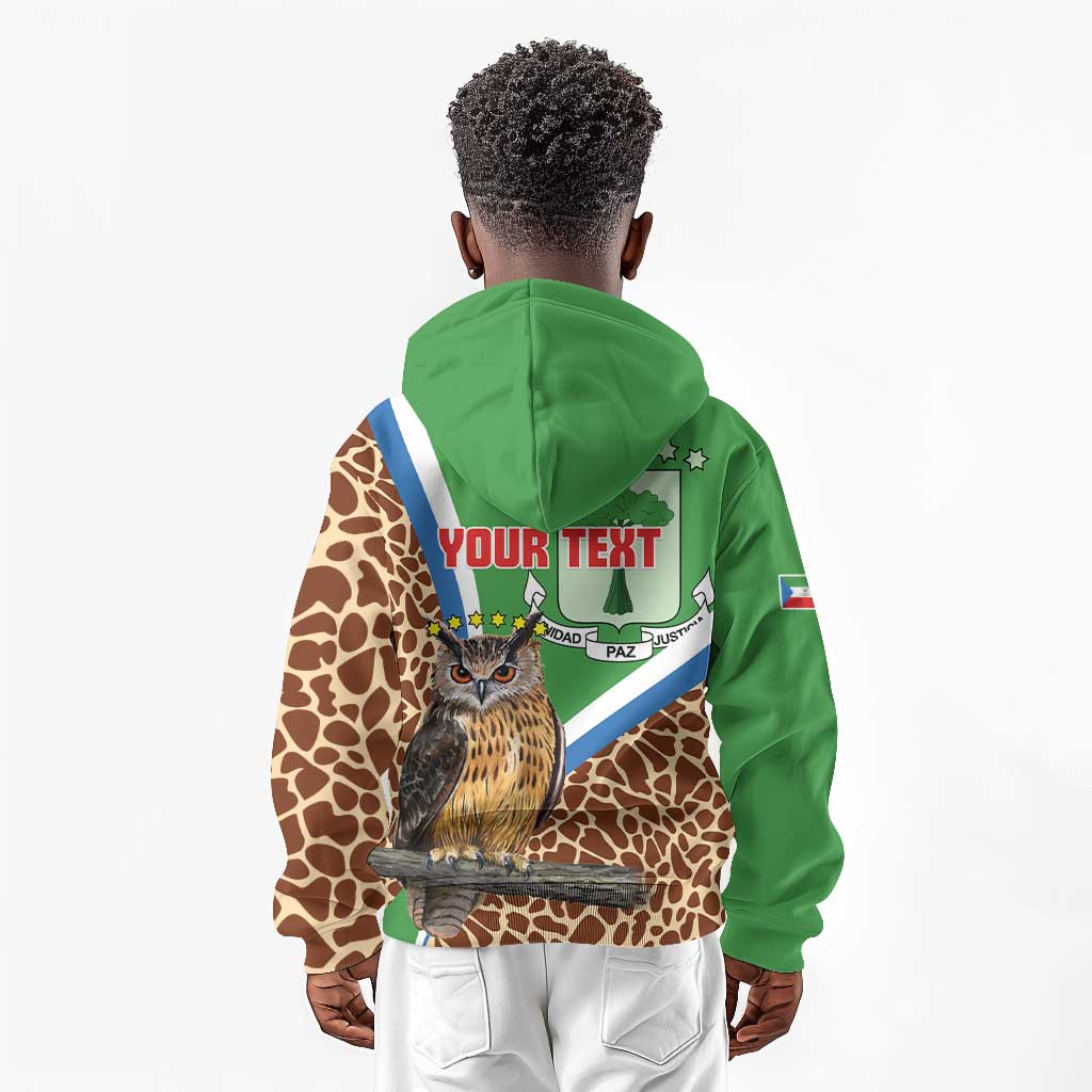 Personalised Equatorial Guinea Kid Hoodie Bubo Poensis With Coat Of Arms