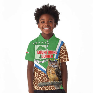 Personalised Equatorial Guinea Kid Polo Shirt Bubo Poensis With Coat Of Arms
