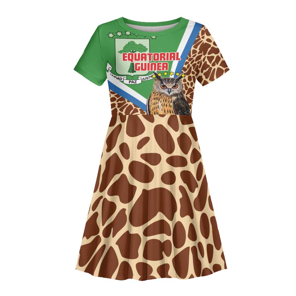 Personalised Equatorial Guinea Kid Short Sleeve Dress Bubo Poensis With Coat Of Arms