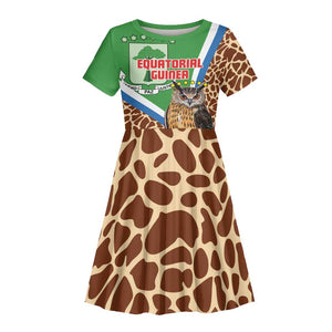 Personalised Equatorial Guinea Kid Short Sleeve Dress Bubo Poensis With Coat Of Arms