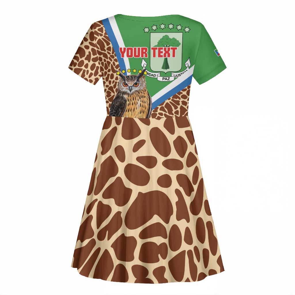 Personalised Equatorial Guinea Kid Short Sleeve Dress Bubo Poensis With Coat Of Arms