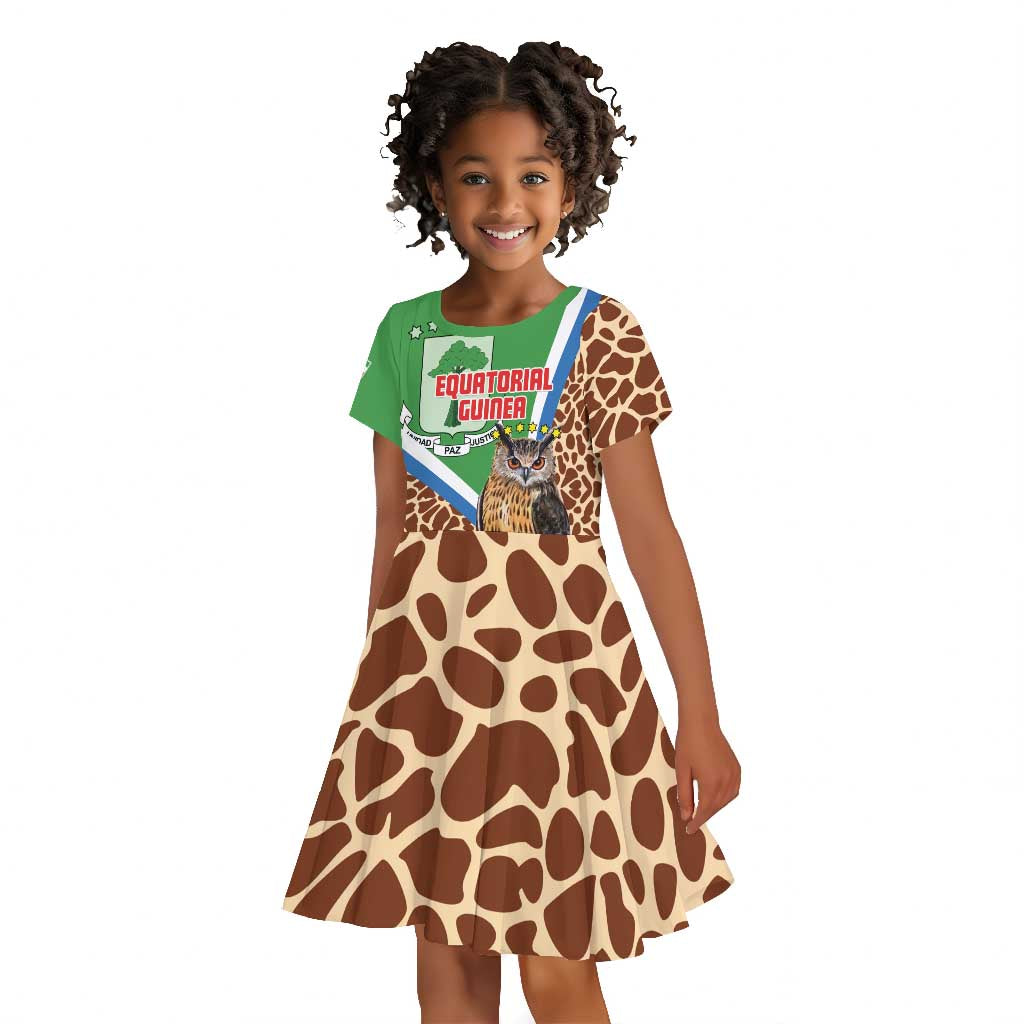 Personalised Equatorial Guinea Kid Short Sleeve Dress Bubo Poensis With Coat Of Arms