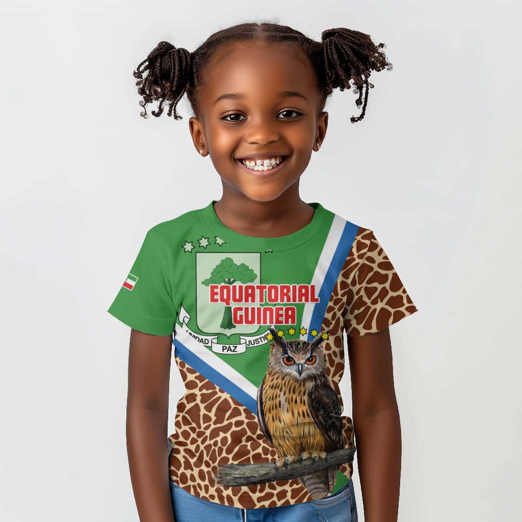 Personalised Equatorial Guinea Kid T shirt Bubo Poensis With Coat Of Arms