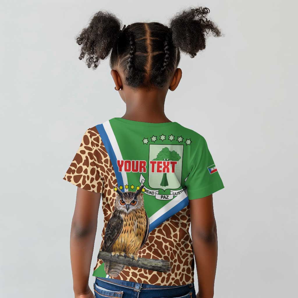 Personalised Equatorial Guinea Kid T shirt Bubo Poensis With Coat Of Arms