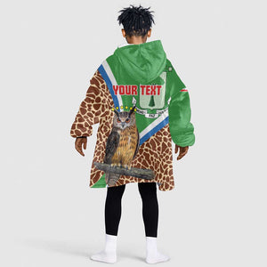 Personalised Equatorial Guinea Kid Wearable Blanket Hoodie Bubo Poensis With Coat Of Arms