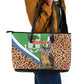 Personalised Equatorial Guinea Leather Tote Bag Bubo Poensis With Coat Of Arms