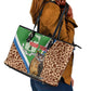 Personalised Equatorial Guinea Leather Tote Bag Bubo Poensis With Coat Of Arms