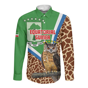 Personalised Equatorial Guinea Long Sleeve Button Shirt Bubo Poensis With Coat Of Arms