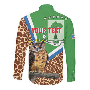 Personalised Equatorial Guinea Long Sleeve Button Shirt Bubo Poensis With Coat Of Arms