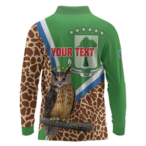 Personalised Equatorial Guinea Long Sleeve Polo Shirt Bubo Poensis With Coat Of Arms