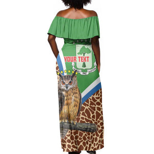 Personalised Equatorial Guinea Off Shoulder Maxi Dress Bubo Poensis With Coat Of Arms
