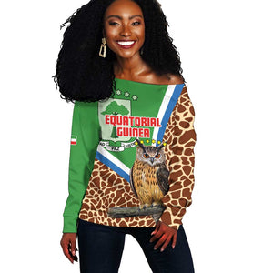 Personalised Equatorial Guinea Off Shoulder Sweater Bubo Poensis With Coat Of Arms