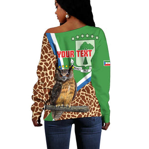 Personalised Equatorial Guinea Off Shoulder Sweater Bubo Poensis With Coat Of Arms