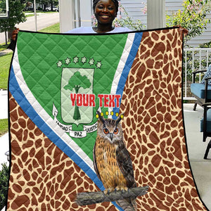 Personalised Equatorial Guinea Quilt Bubo Poensis With Coat Of Arms