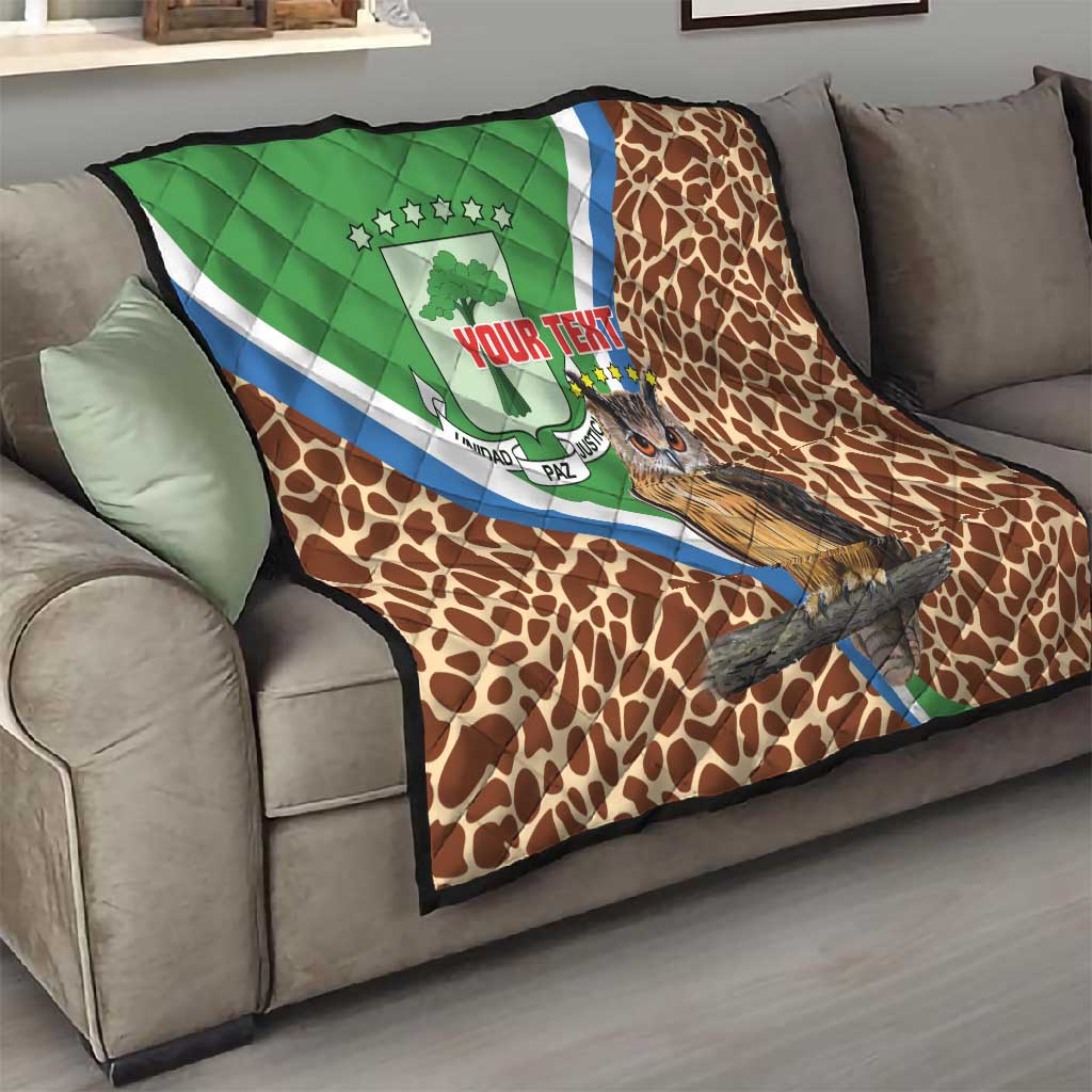 Personalised Equatorial Guinea Quilt Bubo Poensis With Coat Of Arms