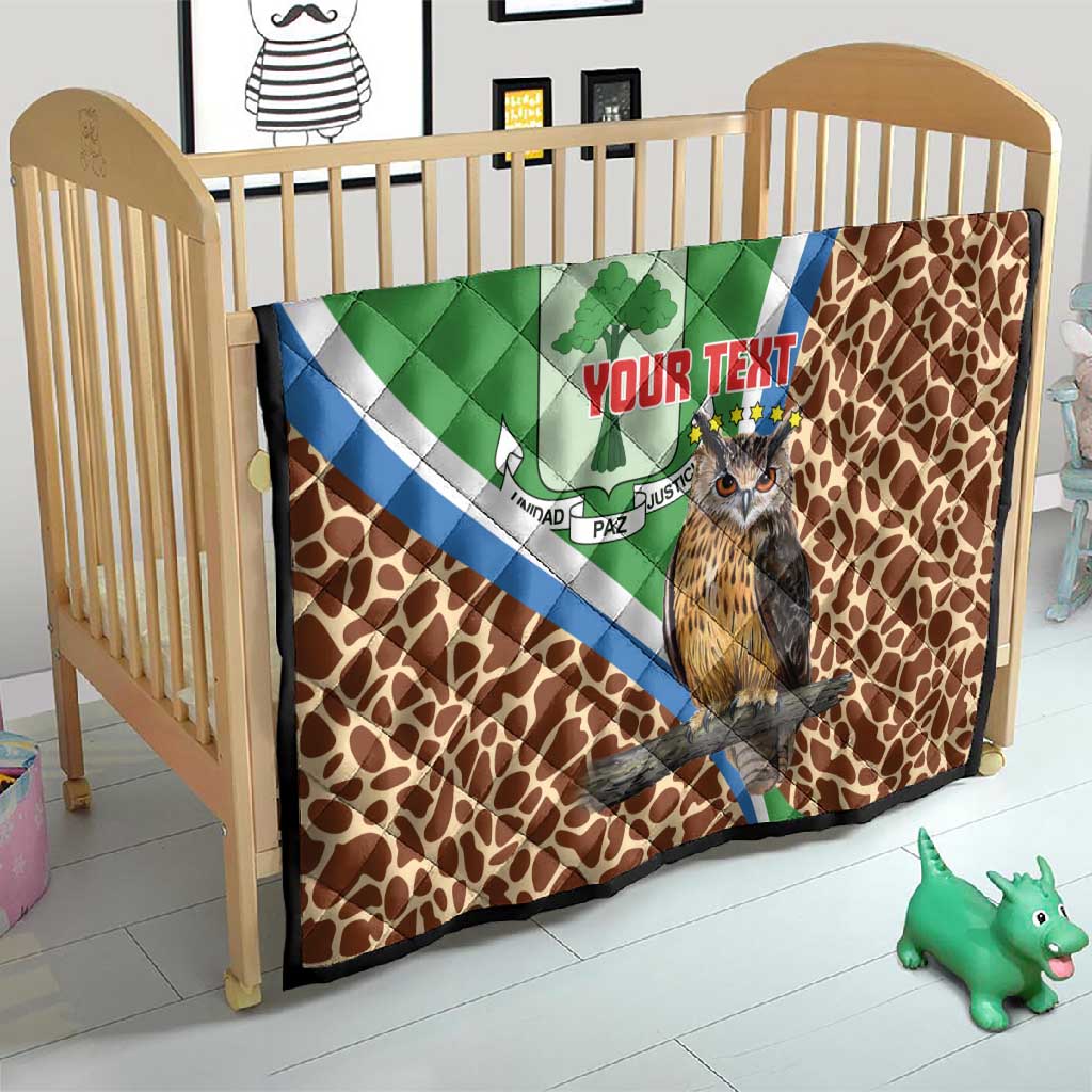 Personalised Equatorial Guinea Quilt Bubo Poensis With Coat Of Arms