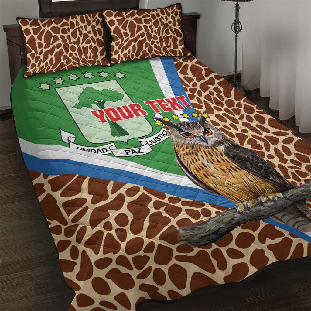 Personalised Equatorial Guinea Quilt Bed Set Bubo Poensis With Coat Of Arms
