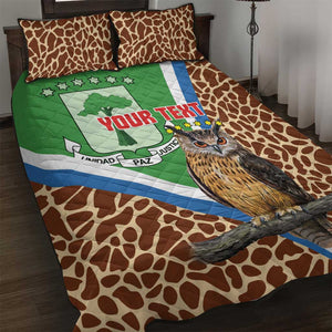 Personalised Equatorial Guinea Quilt Bed Set Bubo Poensis With Coat Of Arms