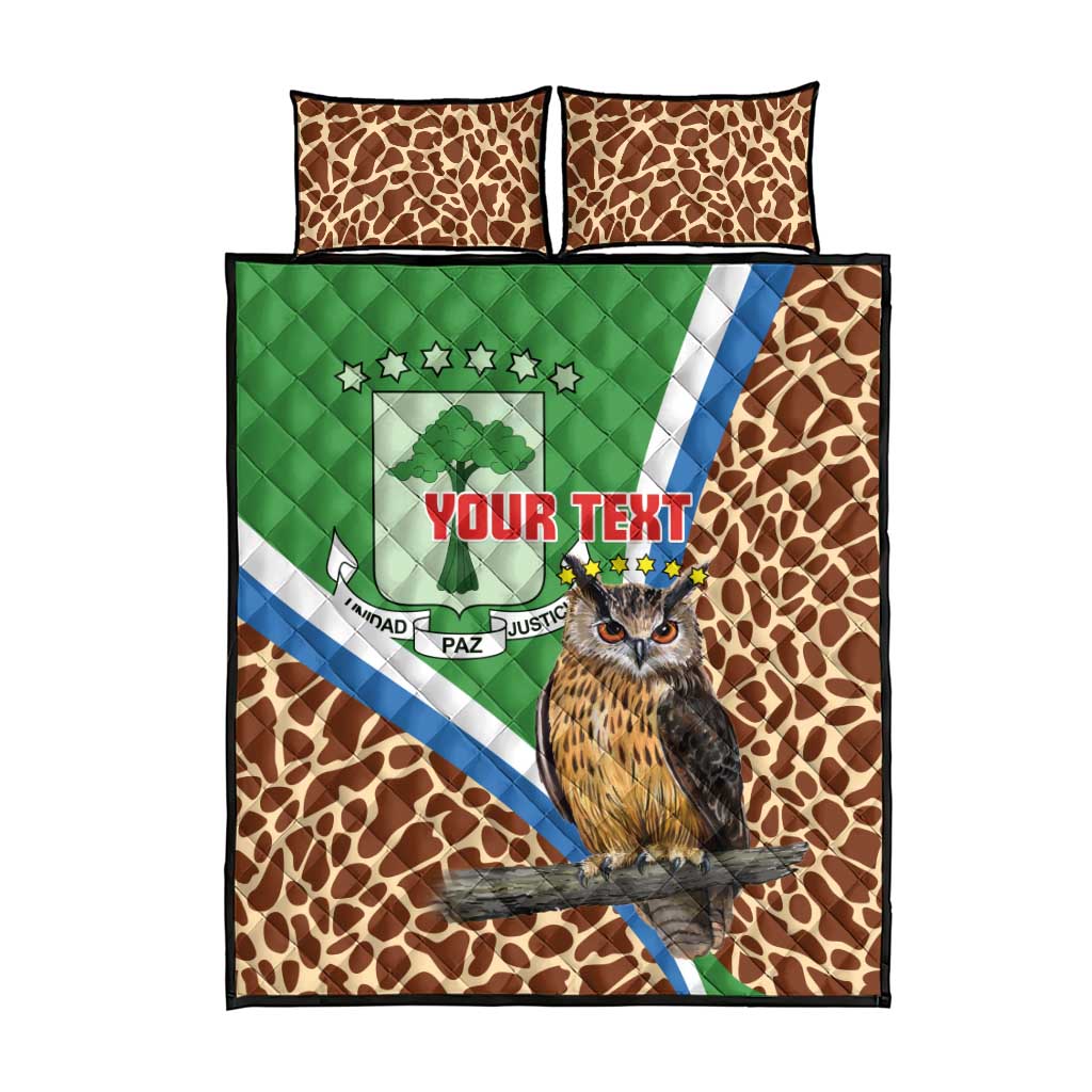 Personalised Equatorial Guinea Quilt Bed Set Bubo Poensis With Coat Of Arms