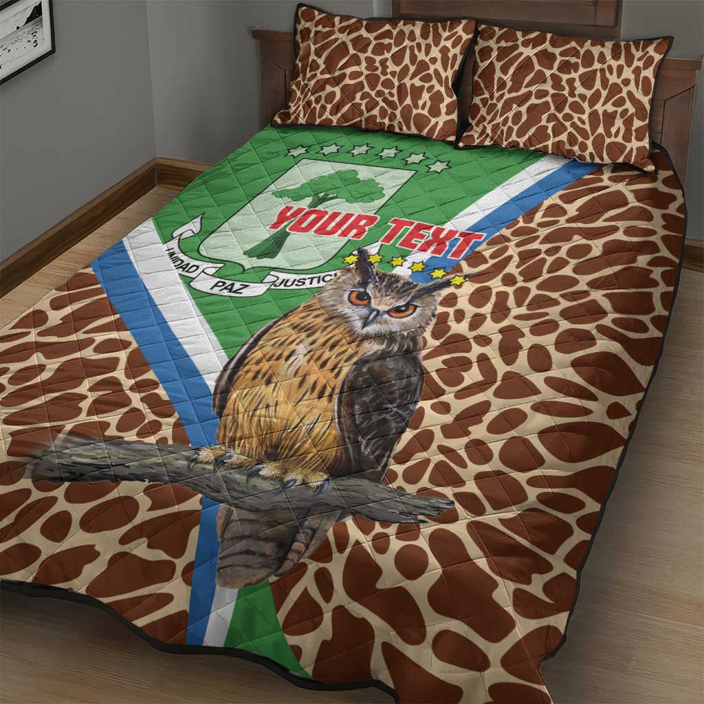 Personalised Equatorial Guinea Quilt Bed Set Bubo Poensis With Coat Of Arms