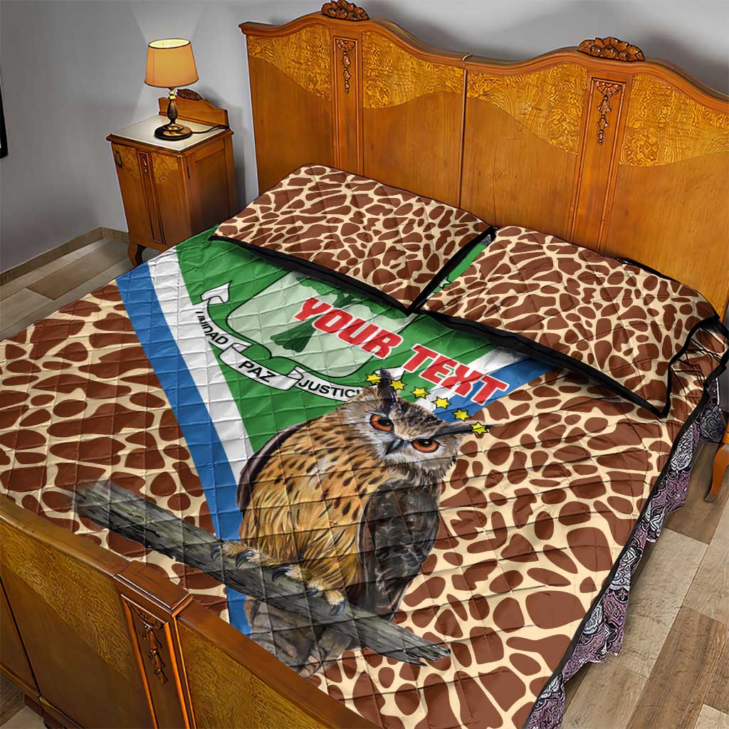 Personalised Equatorial Guinea Quilt Bed Set Bubo Poensis With Coat Of Arms