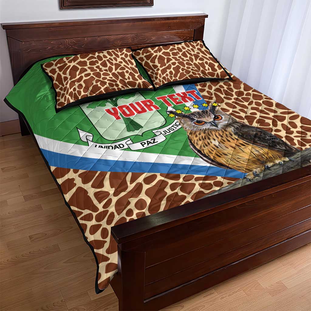 Personalised Equatorial Guinea Quilt Bed Set Bubo Poensis With Coat Of Arms