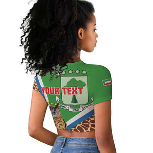 Personalised Equatorial Guinea Raglan Cropped T shirt Bubo Poensis With Coat Of Arms