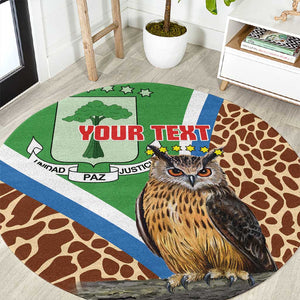 Personalised Equatorial Guinea Round Carpet Bubo Poensis With Coat Of Arms