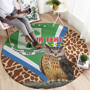 Personalised Equatorial Guinea Round Carpet Bubo Poensis With Coat Of Arms
