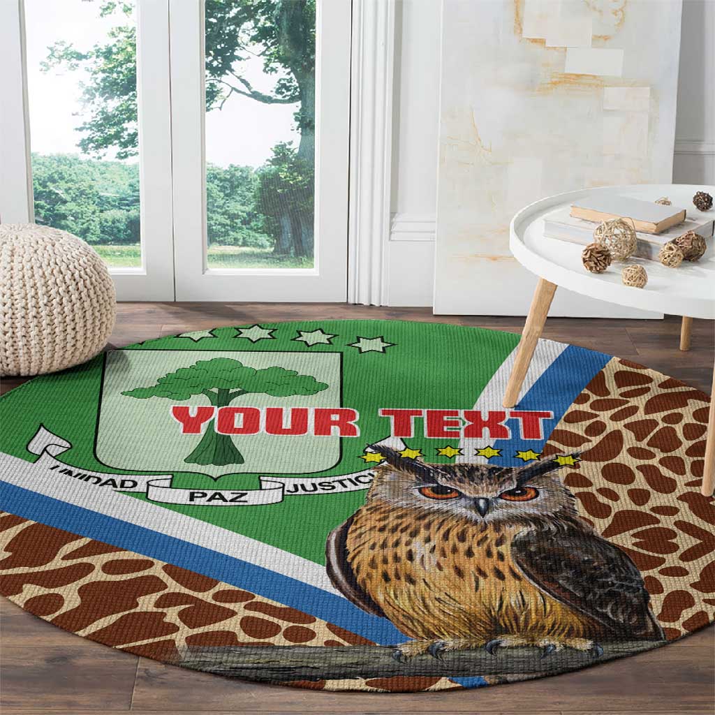 Personalised Equatorial Guinea Round Carpet Bubo Poensis With Coat Of Arms