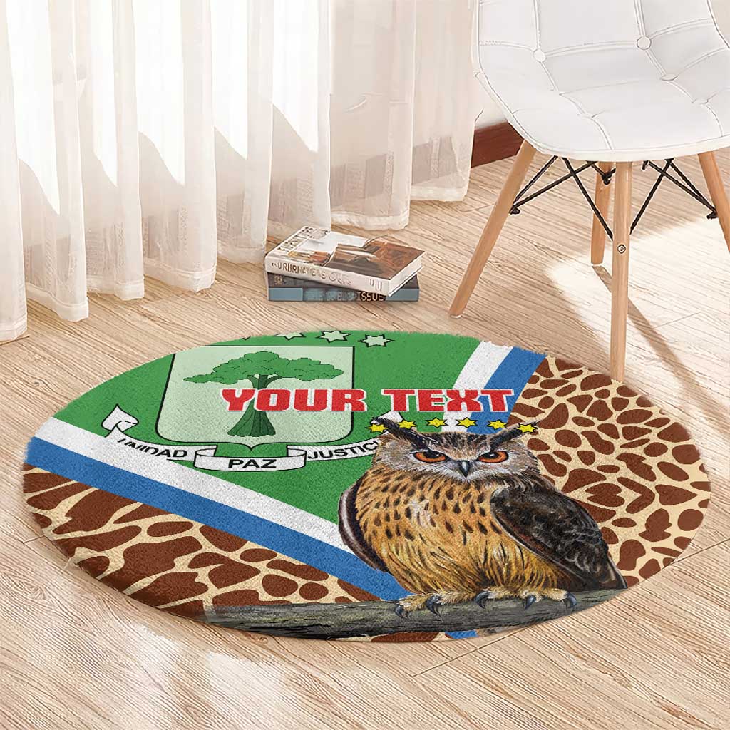 Personalised Equatorial Guinea Round Carpet Bubo Poensis With Coat Of Arms