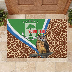 Personalised Equatorial Guinea Rubber Doormat Bubo Poensis With Coat Of Arms