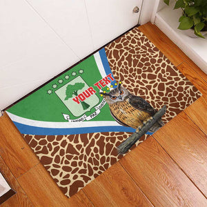 Personalised Equatorial Guinea Rubber Doormat Bubo Poensis With Coat Of Arms