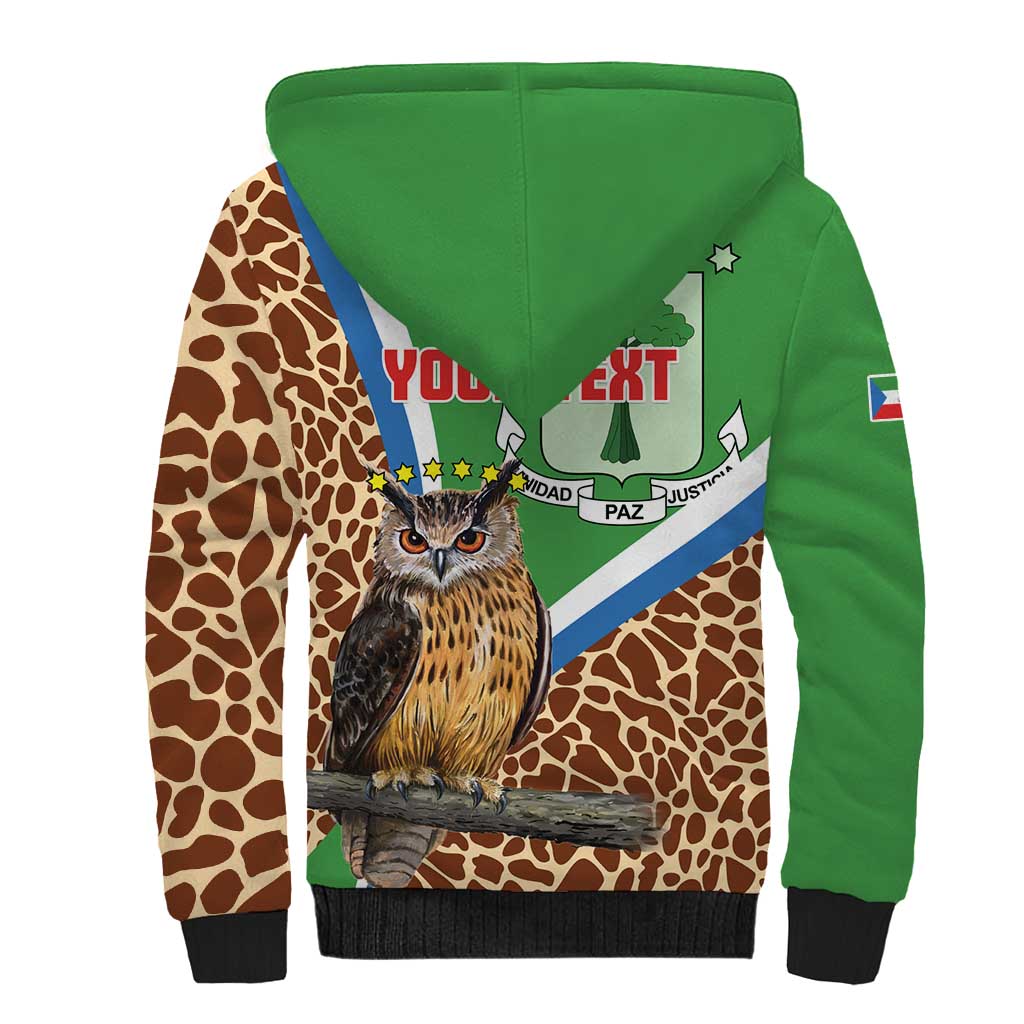 Personalised Equatorial Guinea Sherpa Hoodie Bubo Poensis With Coat Of Arms