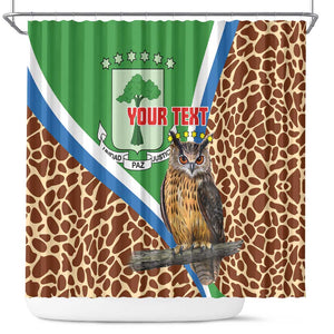 Personalised Equatorial Guinea Shower Curtain Bubo Poensis With Coat Of Arms