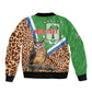 Personalised Equatorial Guinea Sleeve Zip Bomber Jacket Bubo Poensis With Coat Of Arms