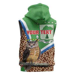 Personalised Equatorial Guinea Sleeveless Zip Hoodie Bubo Poensis With Coat Of Arms - African Pride
