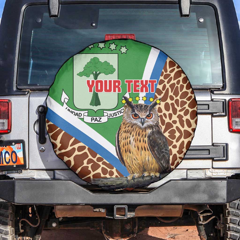 Personalised Equatorial Guinea Spare Tire Cover Bubo Poensis With Coat Of Arms