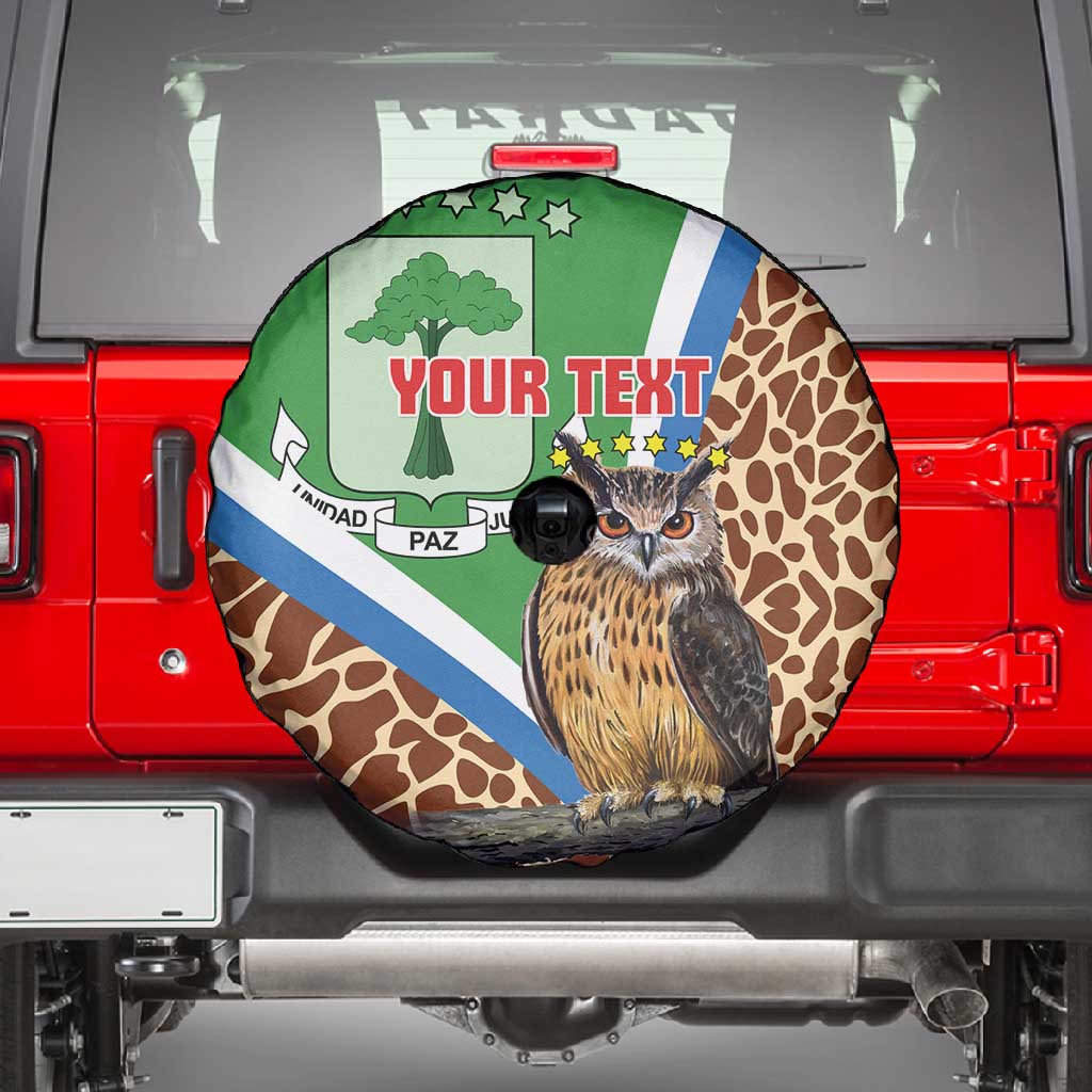 Personalised Equatorial Guinea Spare Tire Cover Bubo Poensis With Coat Of Arms