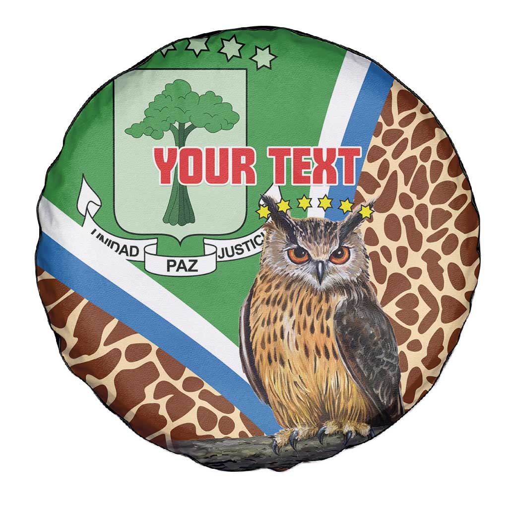 Personalised Equatorial Guinea Spare Tire Cover Bubo Poensis With Coat Of Arms