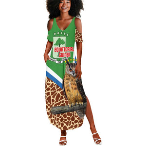 Personalised Equatorial Guinea Summer Maxi Dress Bubo Poensis With Coat Of Arms