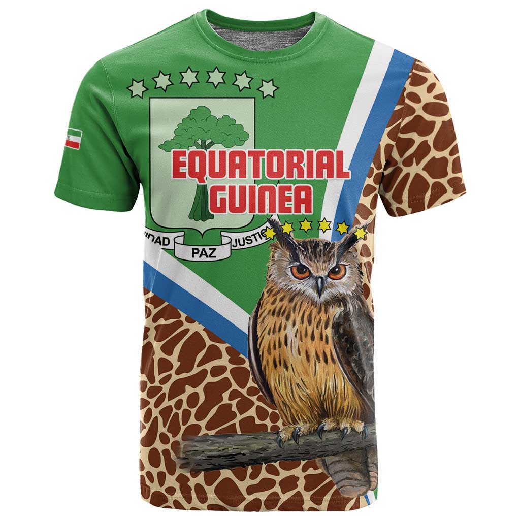 Personalised Equatorial Guinea T shirt Bubo Poensis With Coat Of Arms