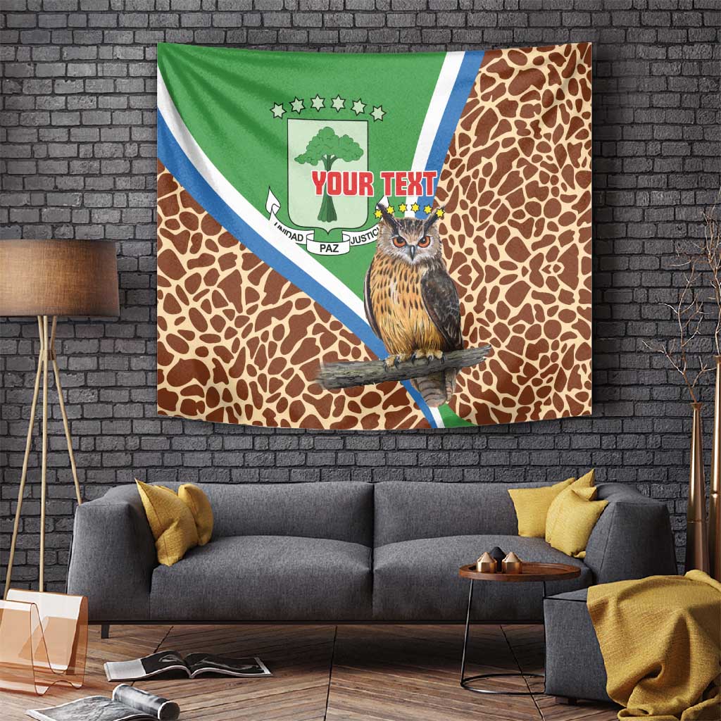 Personalised Equatorial Guinea Tapestry Bubo Poensis With Coat Of Arms