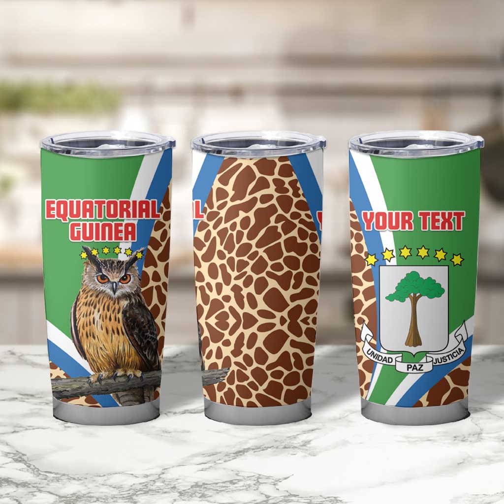 Personalised Equatorial Guinea Tumbler Cup Bubo Poensis With Coat Of Arms